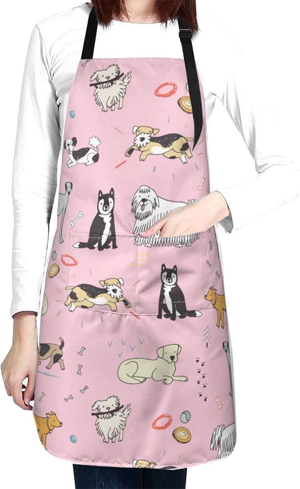 Perinsto Waterproof Apron With 2 Pockets Kitchen Chef Aprons Bibs For Cooking Baking Painting Gardening Grooming