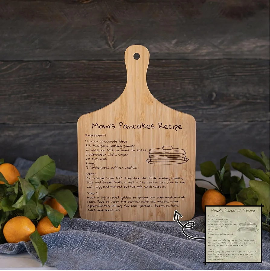 Personalized Recipe Cutting Board, Engraved Keepsake Gift, Handwritten Recipe Cutting Board Gift for Mom & Grandma, Wooden Personalized Gift for Loved Ones, Family Heirloom Gift