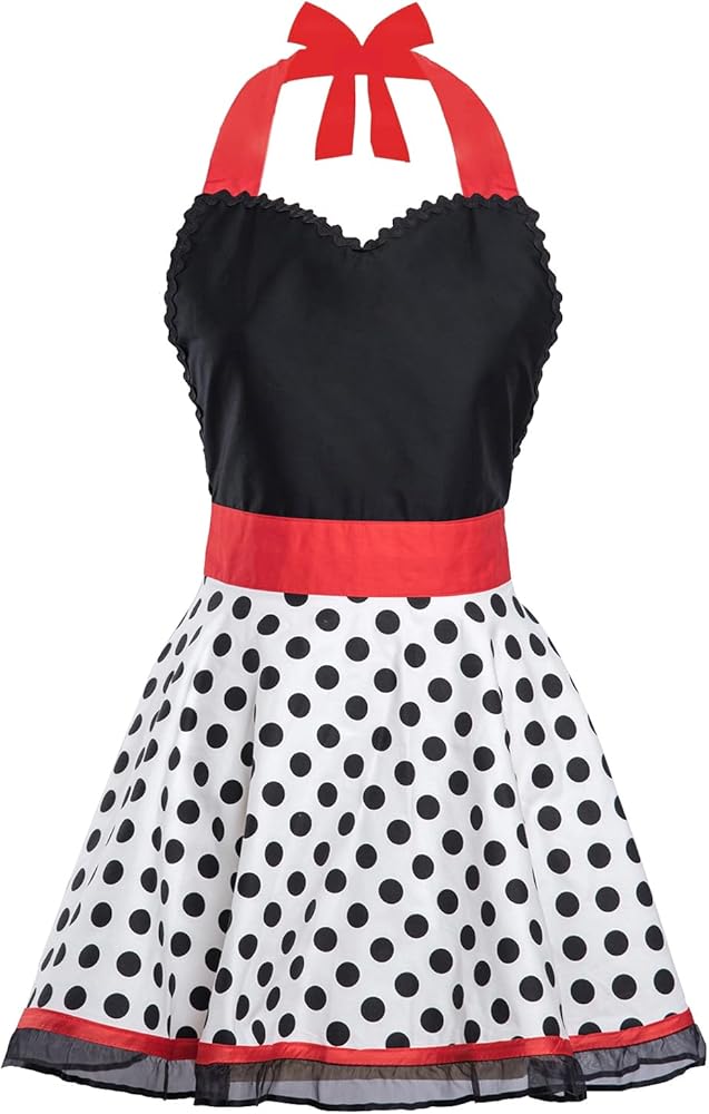 cute Retro Aprons for Women Girls Cooking Kitchen Cotton Sexy long-lasting Polka Dot Mother's Gifts