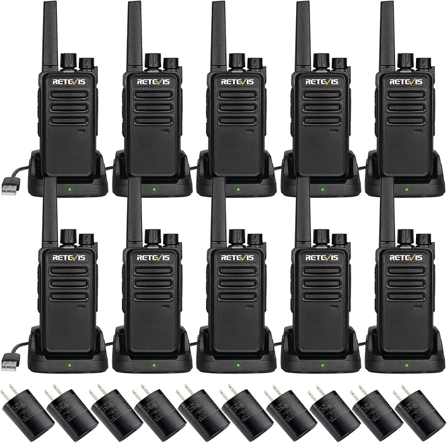 Retevis RT68 Two Way Radio Long Range Walkie Talkies for Adults,Compact, Rugged, Heavy Duty 2 Way Radios Rechargeable with USB Charging Base, for School Restaurant Church Business(10 Pack)