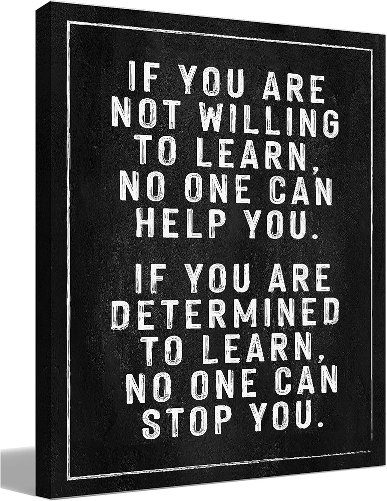 If You Are Not Willing to Learn Motivational Canvas Wall Art Prints Decor for Living Room Office Classroom Library，Inspirational Themed Paintings Art Decor 11x14 Inches，Encouraging Mindset Art Gifts
