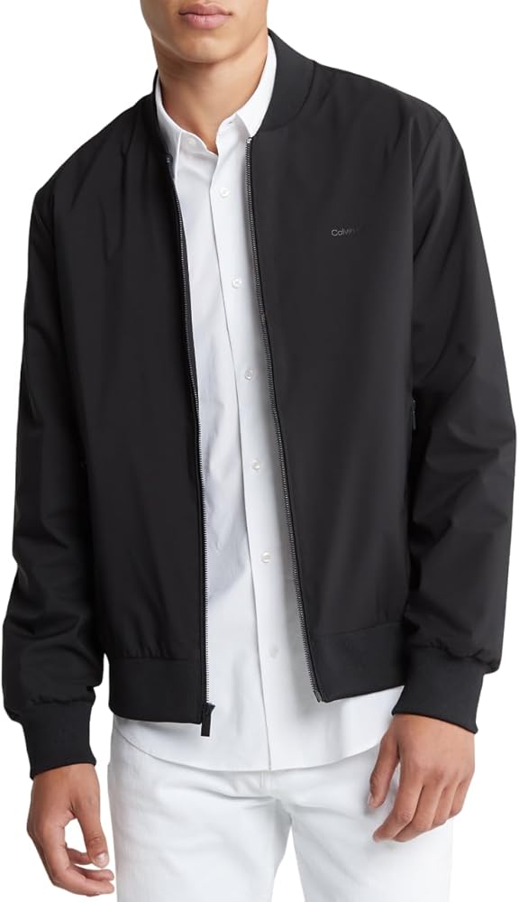 Calvin Klein Men's Matte Logo Zip Bomber Jacket