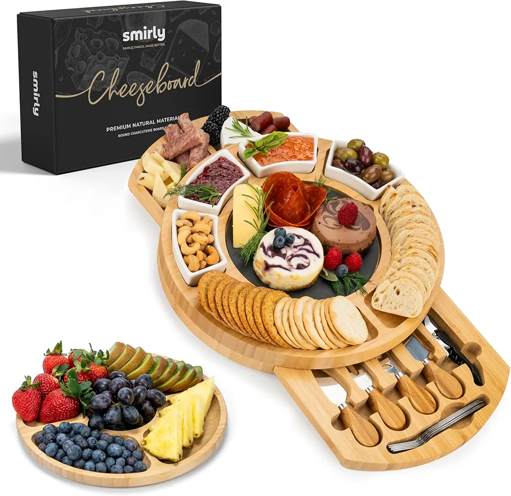 SMIRLY Charcuterie Boards Gift Set: Charcuterie Board Set, Bamboo Cheese Board Set - House Warming Gifts New Home, Wedding Gifts for Couple, Bridal Shower Gift