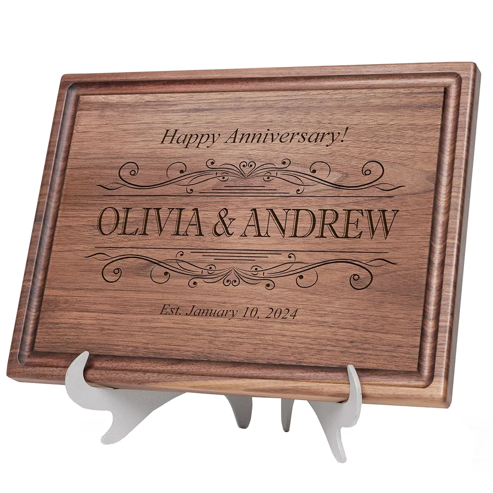 Straga Personalized Cutting Boards | Handmade Wood Engraved Charcuterie | Custom Wedding, Anniversary, Housewarming Gift for Newlyweds