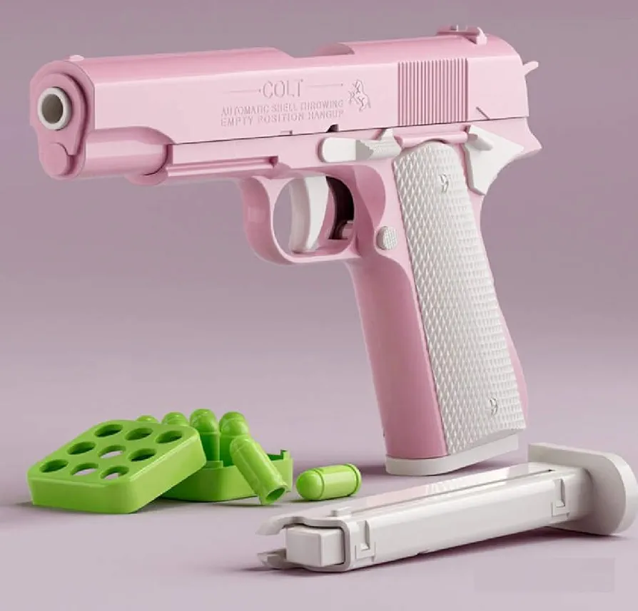 Fidget Toys for Teens and Adults, 3D Printed Small Pistol Toys, Stress Relief for Teens and Adults, Best Gift for Friends, Teens and Adults. (pink and white), Large
