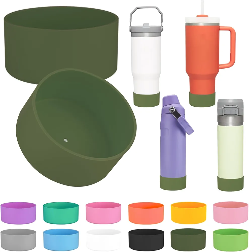 2Pcs Silicone Boot Sleeve for Stanley IceFlow Fast Flow Water Bottle 24oz,Silicone Boot Bumper for Stanley Quencher 40oz,for IceFlow 20oz 30oz,for Quick Flip GO 24oz Bottle（Thickened）