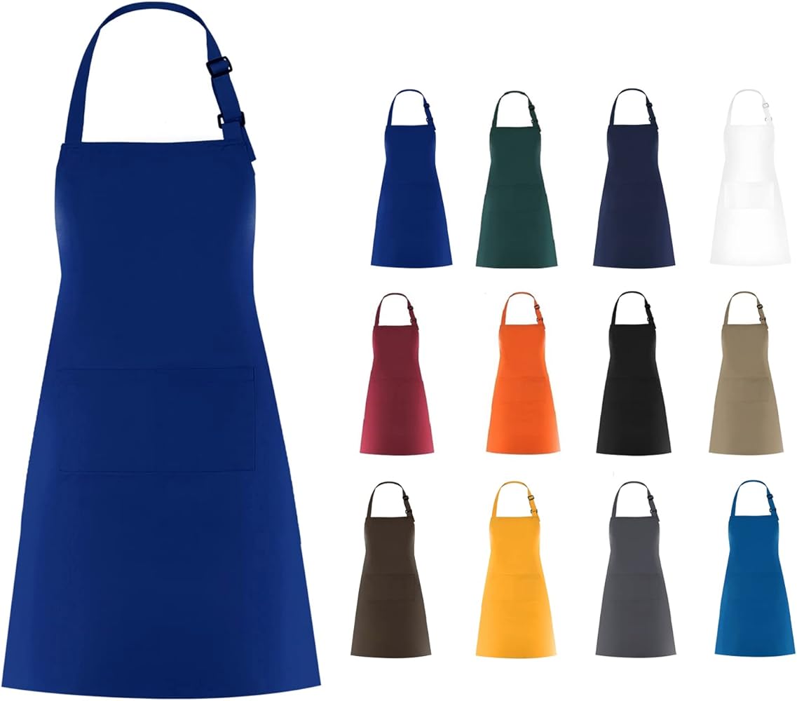 Cotton Blend Waterproof Apron With 2 Pockets for Women Men - Cooking Kitchen Chef Arpon BBQ Work Painting - (1 Pack)